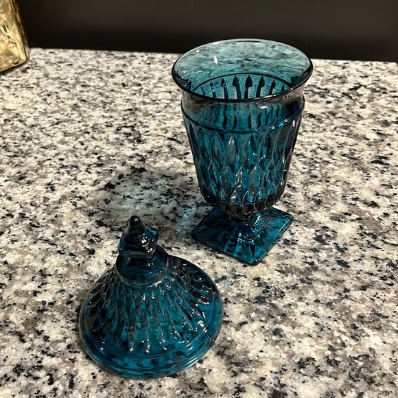 RARE BLUE CANDY DISH🍬INDIANA GLASS CO. MT. VERNON VINTAGE 40’s-60’s - Picture 9 of 13